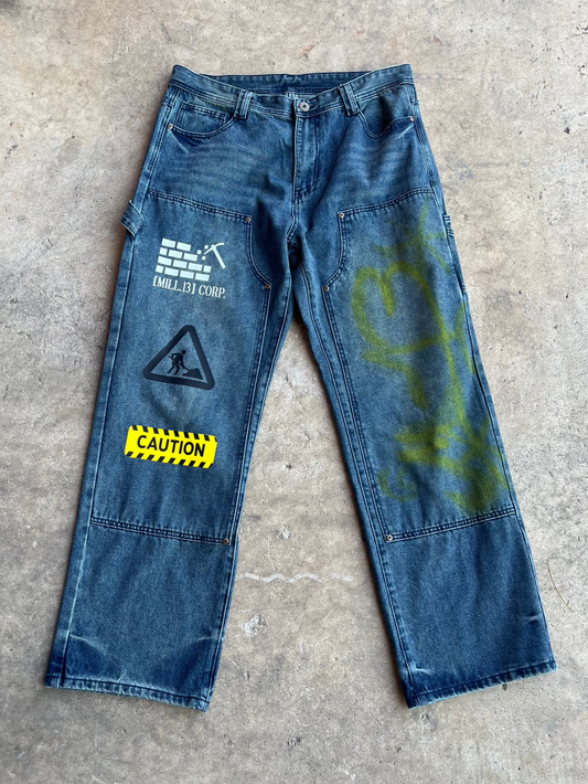 [Mill.13] Unisex Caution Warehouse Jeans [Pack/Double Release]