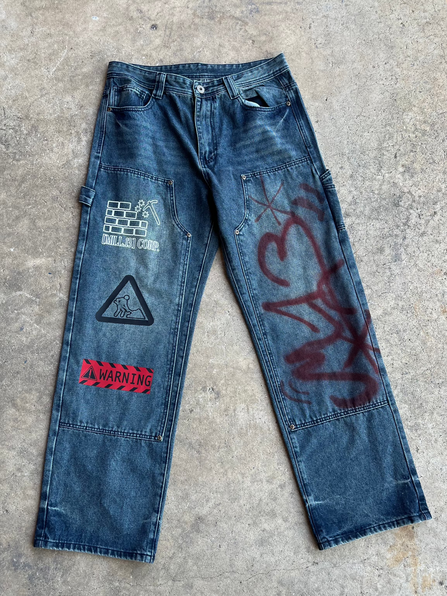 [Mill.13] Unisex Caution Warehouse Jeans [Pack/Double Release]